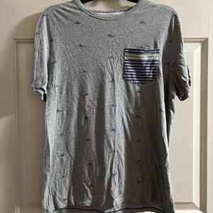 Polo Ralph Lauren Gray Tee with Striped Pocket